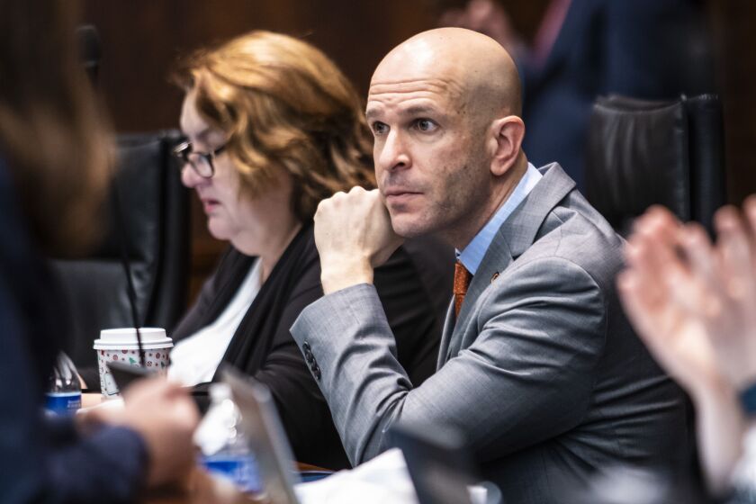 State Rep. Bob Morgan, D-Deerfield, at a House committee meeting in December on the state’s assault weapon legislation.