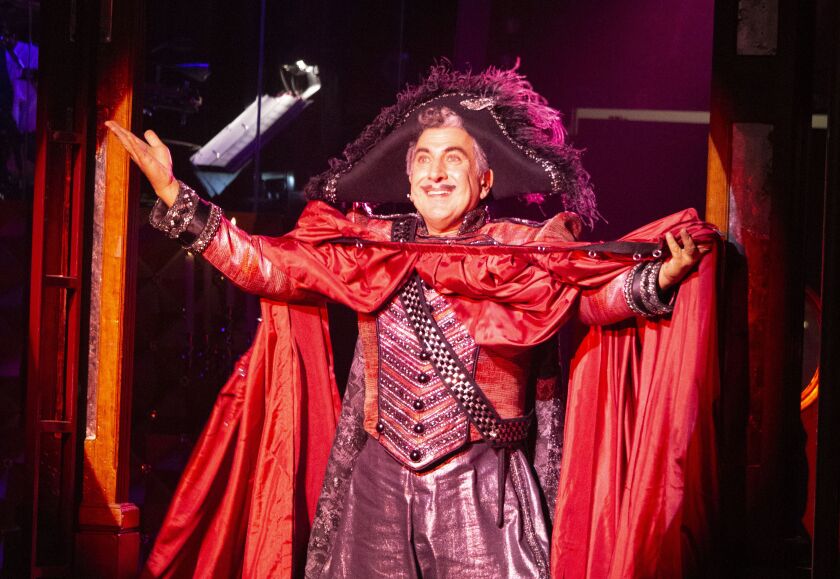 Frank Ferrante as the clown Forte, welcomes all to an evening of music, acrobatics and dining at “Cabaret ZaZou presents Luminaire.” 