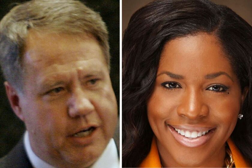 State Rep. Jay Hoffman, left, of Collinsville; State Rep. Jehan Gordon-Booth of Peoria, right.