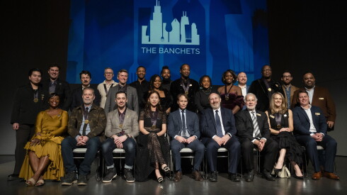 Awardees smile for a photo during The Banchet Awards at VenueSIX10 in the South Loop, Sunday, Jan. 25, 2026. | Pat Nabong/Sun-Times