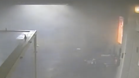 A security camera in the Joliet Treatment Center shows a fire in one man's cell in July 2024