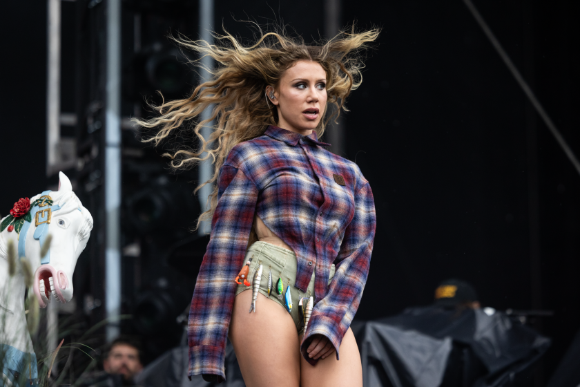 Slayyyter performs on the Bud Light stage on Day 2 of Lollapalooza in Grant Park, Friday, July 31, 2026.