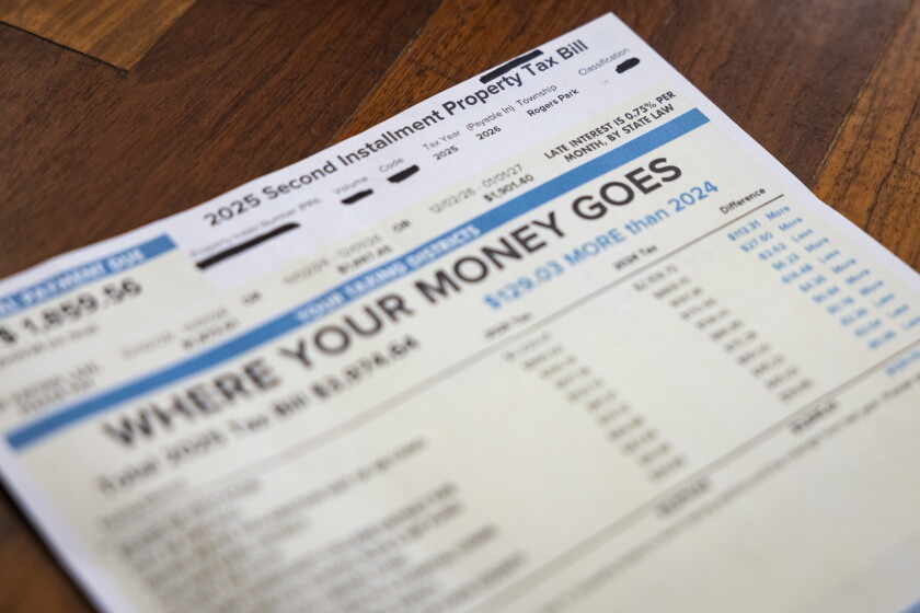 A Cook County 2025 second installment property tax bill. (Note: Identifying information in the property tax bill has been removed for privacy.)