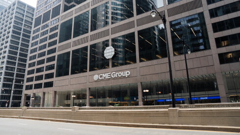 Exterior of CME Group headquarters at 20 S. Wacker Drive in the West Loop.