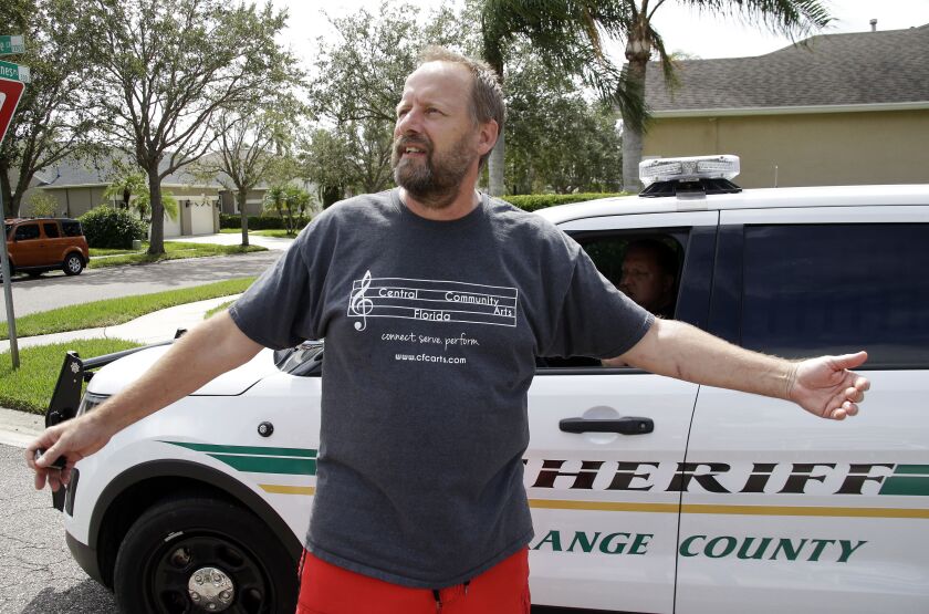 Eric Paddock, brother of Las Vegas gunman Stephen Paddock, speaks to reporters near his home, Monday in Orlando, Fla. Paddock told the Orlando Sentinel: “We are completely dumbfounded. We can’t understand what happened.” | John Raoux/Associated Press