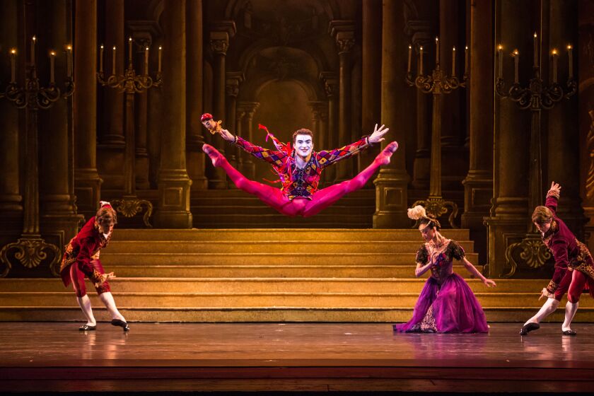 Derrick Agnoletti is the high-flying Jester in the Joffrey Ballet production of “Cinderella.” (Photo: Cheryl Mann)