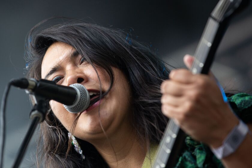 Black Belt Eagle Scout performs during her set at Pitchfork on Saturday afternoon.