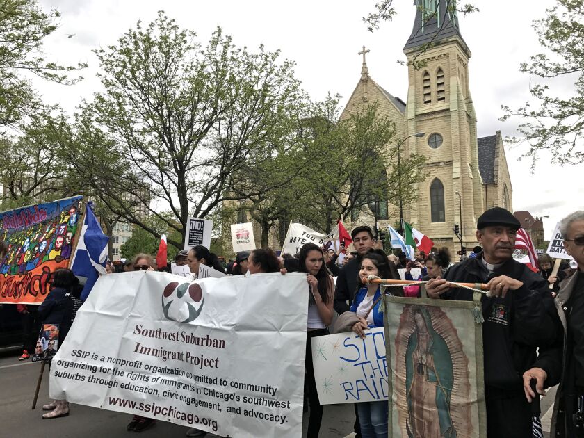 After a rally Union Park, protesters marched to the Loop. | Andrea Salcedo/For the Sun-Times