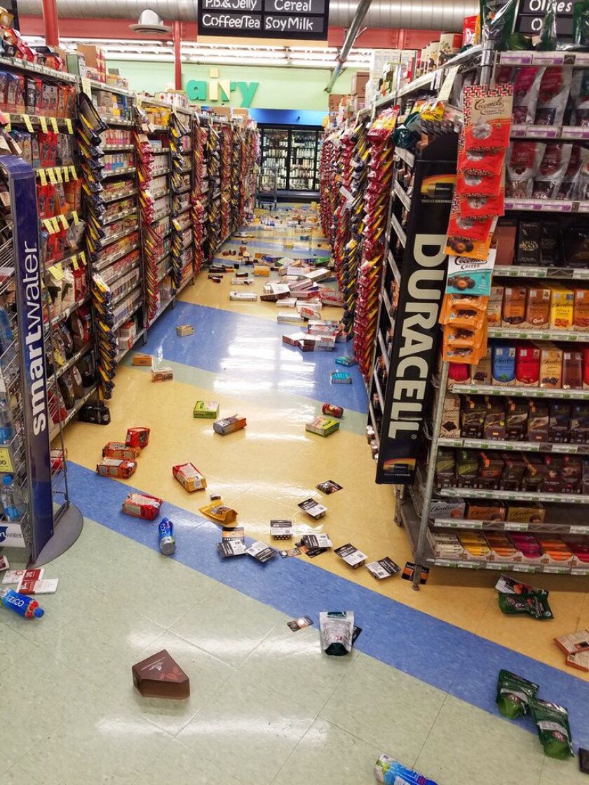 Merchandise fell off of shelves during an earthquake at a store in Anchorage, Alaska, on Friday, Nov. 30, 2018. | David Harper via AP
