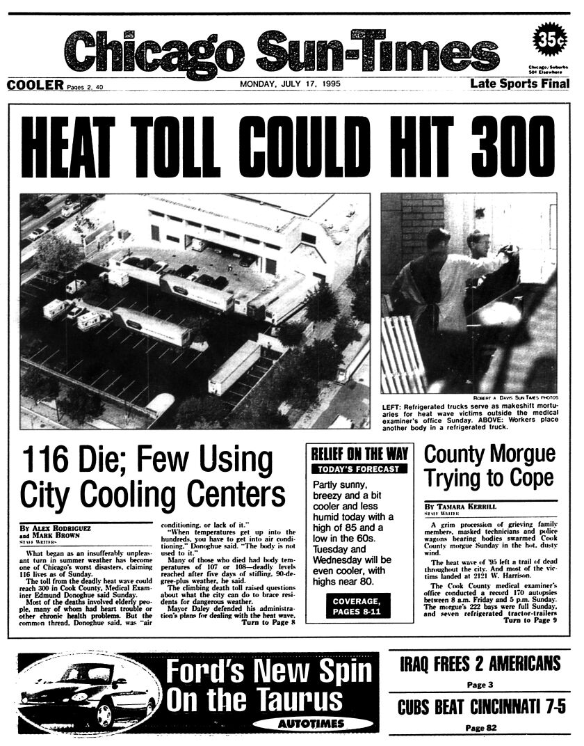 The Chicago Sun-Times front page from July 17, 1995.