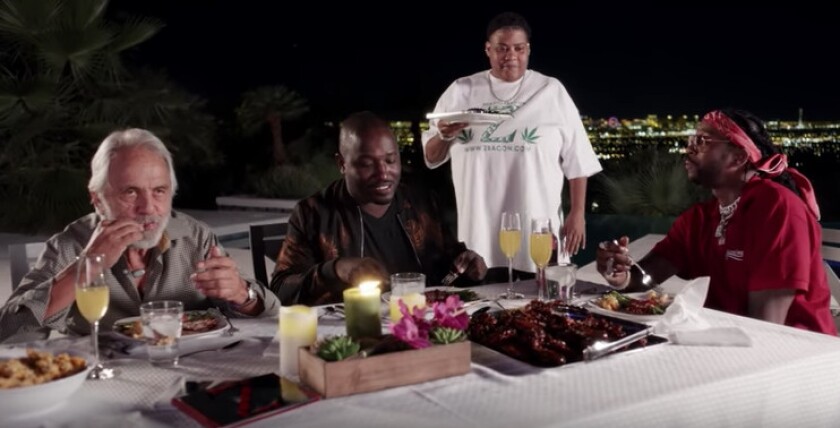 During an appearance last year on Viceland, Bacon cooks for Tommy Chong ))