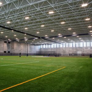 The indoor turf field at the North Austin Center, a community center and sports complex from the Chicago Fire Foundation and others in the West Side neighborhood that opened Thursday.