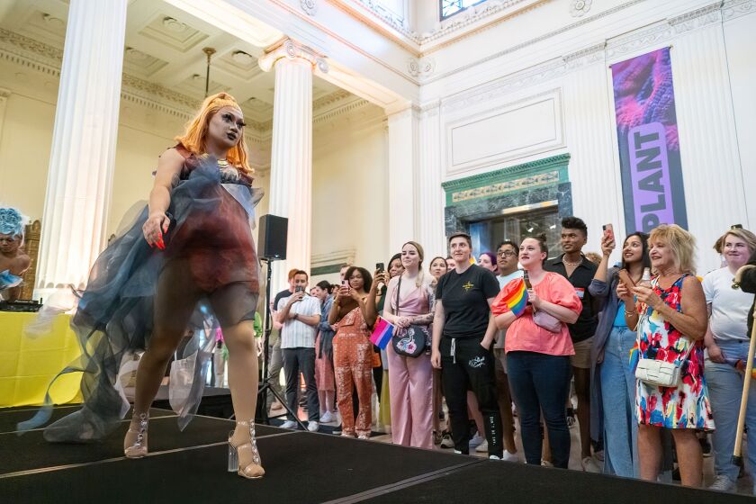 Squeaky Banks performs at the Pride Night drag show at the Shedd Aquarium
