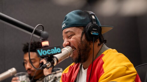 Sir Michael Rocks and Chuck Inglish of Chicago hip-hop duo The Cool Kids are interviewed by Nudia Hernandez for Vocalo at the Chicago Public Media studio at Navy Pier, Thursday, Nov. 20, 2025.