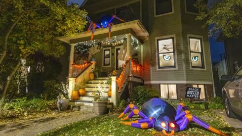 Halloween decorations adorn a home in the 1400 block of West Glenlake Avenue in Edgewater on the North Side.