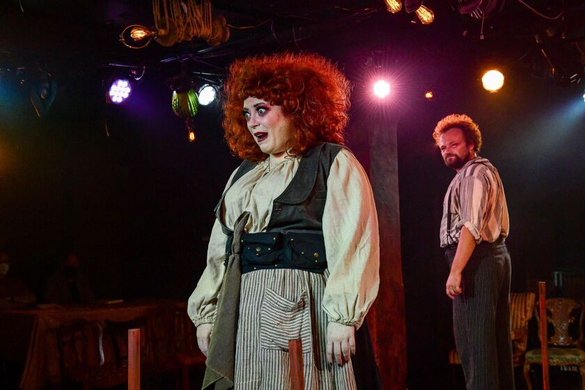 Caitlin Jackson and Kevin Webb in Kokandy Productions’ revival of “Sweeney Todd: The Demon Barber of Fleet Street.”