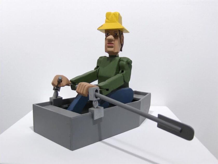 Wooden fishing sculpture by Steve Rebora | Vale Craft Gallery photo