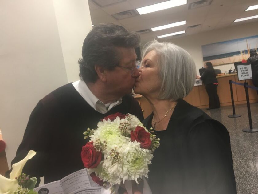 Leticia Vargas, 72, and Jose Raygoza, 69, thought they’d have to wait another day to bet married. But another couple’s decision to put things off was a lucky break for them. | Stefano Esposito/Sun-Times