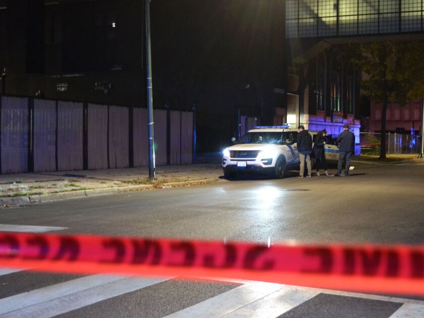 Police investigate a shooting about 11:30 p.m. Saturday, October 27, 2018 in the 0-100 block of North Karlov Avenue in Chicago. | Justin Jackson/ Sun-Times