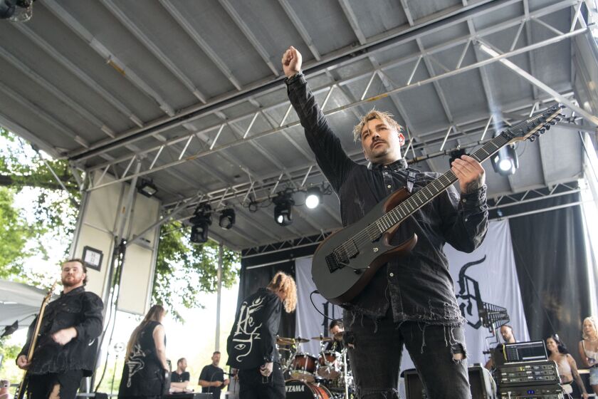 Lorna Shore performs at the BMI Stage, during the first day of Lollapalooza at Grant Park, Thursday, July 28, 2022.