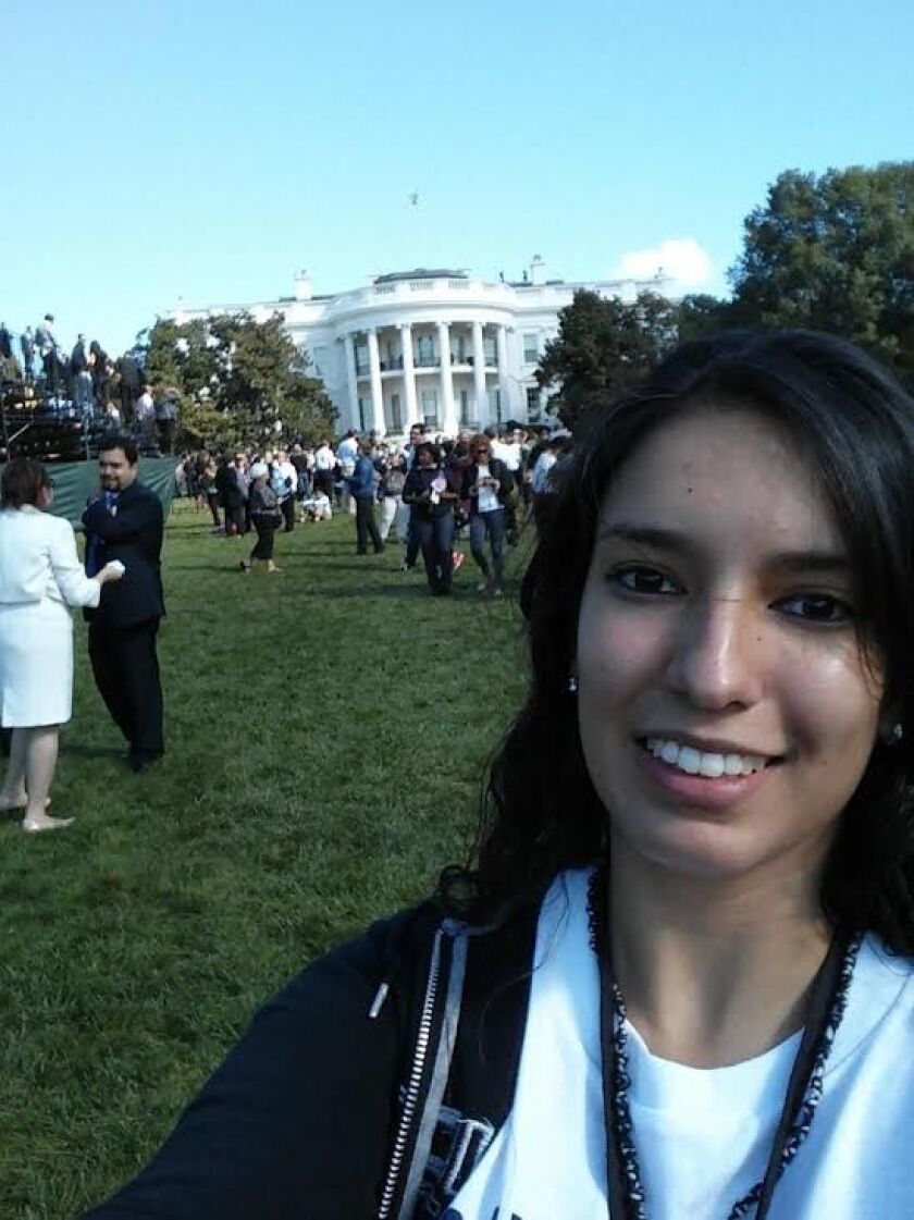 Adriana Alvarez in a selfie outside the White House in September 2015.