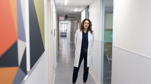 Dr. Laura Laursen, a OB-GYN at Rush Memorial Hospital, in the hallway at the hospital