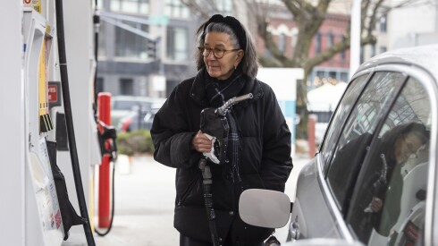 Gay Held, 70, of Lake View, makes a stop at a Lake View Shell station.