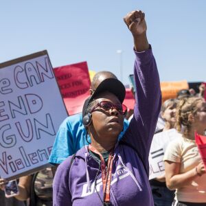 Demonstrators pour onto the Dan Ryan Expressway Saturday morning. | Ashlee Rezin/Sun-Times