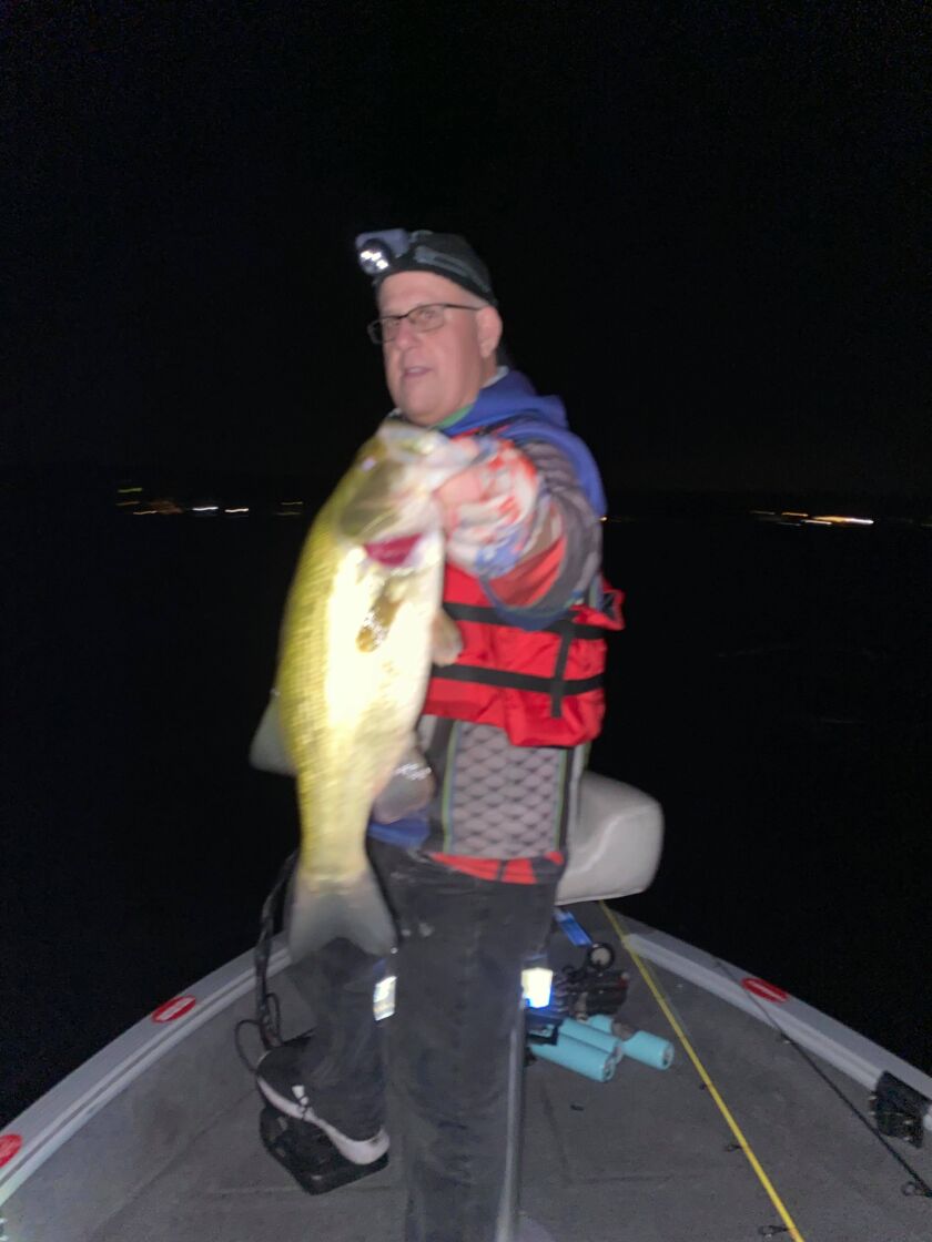 Arden Katz with a good night bass from Geneva Lake. Photo provided by Jose Gutierrez