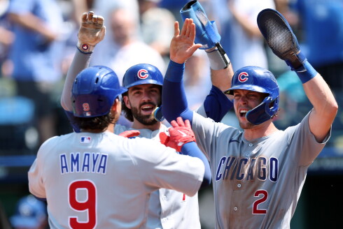 Cubs players celebrate
