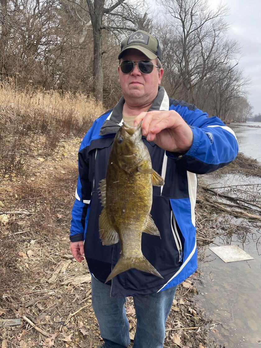 Frank Strand with a January smallmouth bass from the Kankakee River. Provided photo