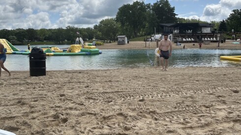 Ilkhom on the beach at a nearby lake