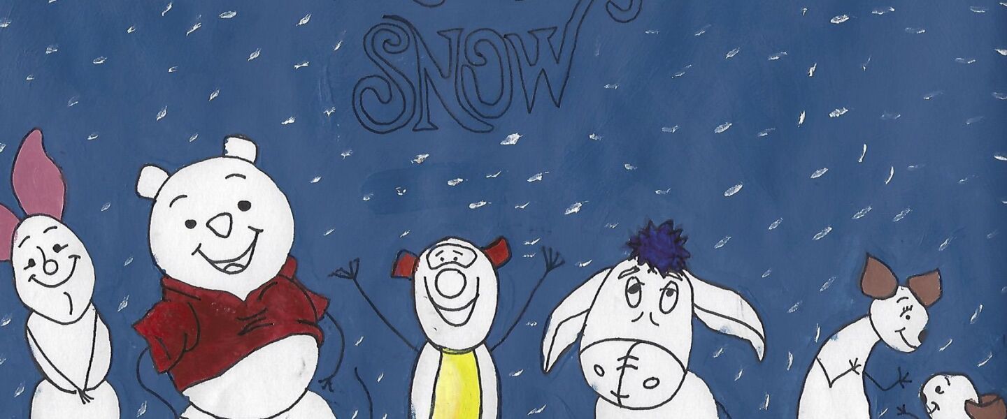 Pooh Bear and friends as snow creatures by Ange-Marie N., 15, a freshman at Von Steuben Metropolitan Science Center on the North Side.