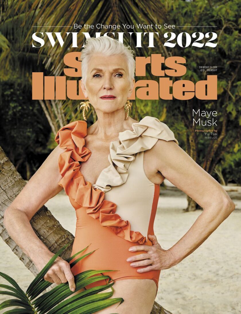 Maye Musk’s Sports Illustrated Swimsuit issue cover.|