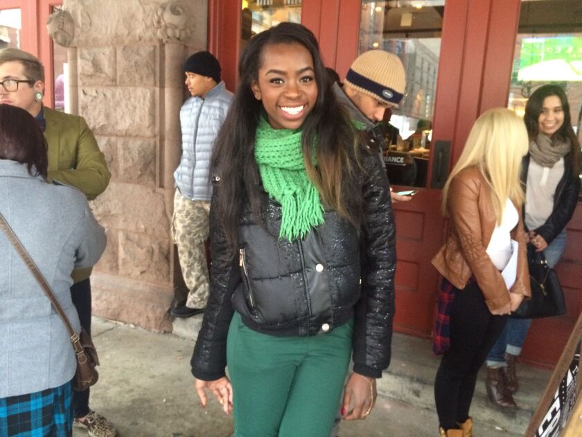 Hope Cranford, 23, was one of dozens of “Real World” hopefuls who came to the Printer’s Row Bar Louie Saturday to audition for the iconic MTV reality series. Tina Sfondeles / Sun-Times