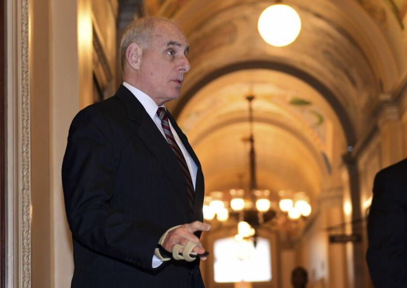 White House Chief of Staff John Kelly arrives on Capitol Hill in Washington, on Wednesday, Jan. 17, 2018, for a meeting with the Congressional Hispanic Caucus. | Susan Walsh/AP photo