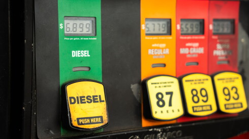 Gas prices at a Citgo gas station near the intersection of West Grand Avenue and North Ashland Avenue in West Town have surged over $5 a gallon on Friday.