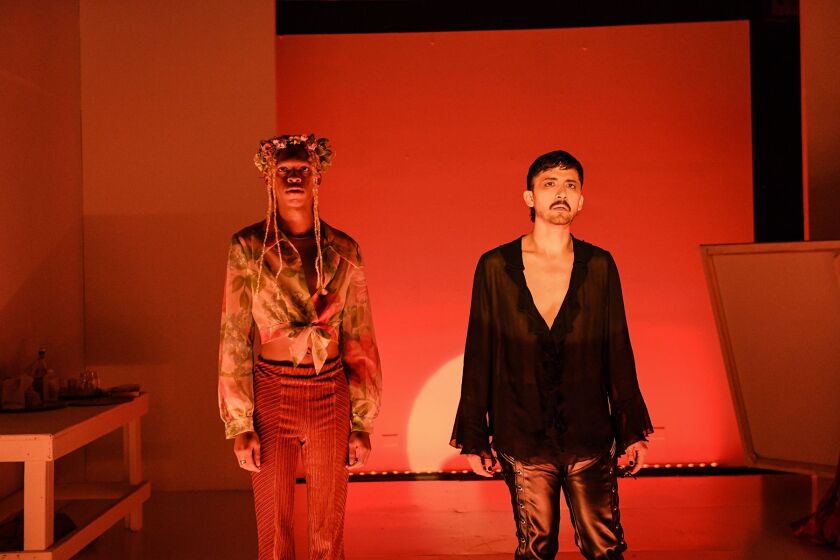 John Payne and Alex Benito Rodriguez in First Floor Theater’s Chicago premiere of “Botticelli in the Fire.”