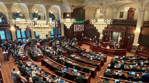 The Illinois House of Representatives meets in Springfield on Thursday.