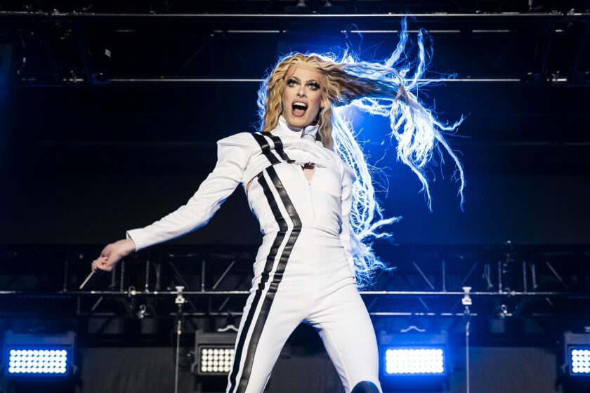 Gigi Goode performs during Drive ‘N Drag presented by Voss Events at Soldier Field, Friday night, Aug. 7, 2020.
