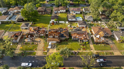 Homes in Lansing were severely damaged during storms Monday.