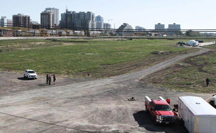 Looking south at acreage at the southwest corner of Clark and Roosevelt. | Leslie Adkins/For the Sun-Times