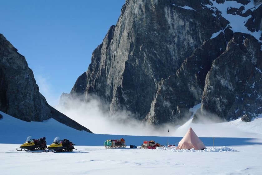 This 2011 photo provided by researcher Hamish Pritchard shows a two-man British Antarctic Survey field camp on Alexander Island off the Antarctic Peninsula.
In a study released Wednesday, June 13, 2018, an international team of ice experts said the melti