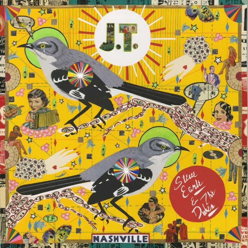 This cover image released by New West Records shows “J.T.” by Steve Earle & The Dukes, covering 10 songs from the catalog of Earle’s son Justin Townes Earle, who died in August.