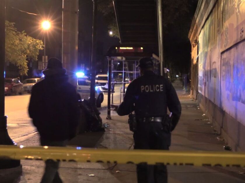Police investigate a shooting about 11:30 p.m. Thursday, October 24, 2018 in the 6200 block of South King Drive in Chicago. | Justin Jackson/ Sun-Times