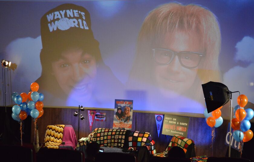 The scene was set Monday night for a special “Wayne’s World” anniversary event at the Pacific Theatre at The Grove in Los Angeles. | SELENA FRAGASSI /FOR THE SUN-TIMES
