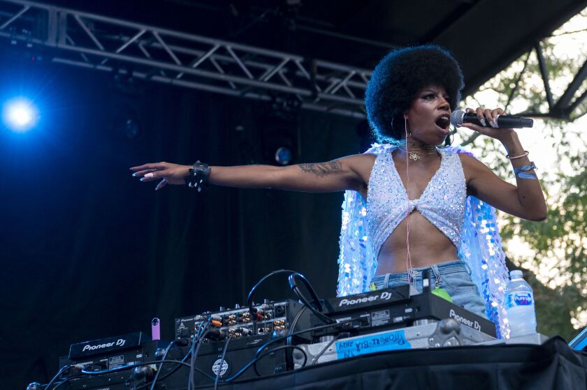 Georgia Anne Muldrow performs at the Blue Stage at Pitchfork music festival on Day 2 at Union Park.
