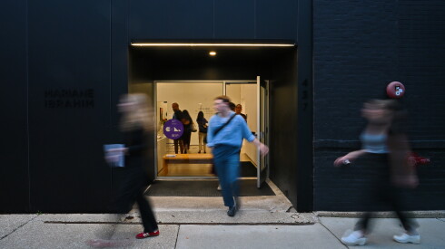 Visitors come and go at Mariane Ibrahim Gallery during Chicago Exhibition Week.