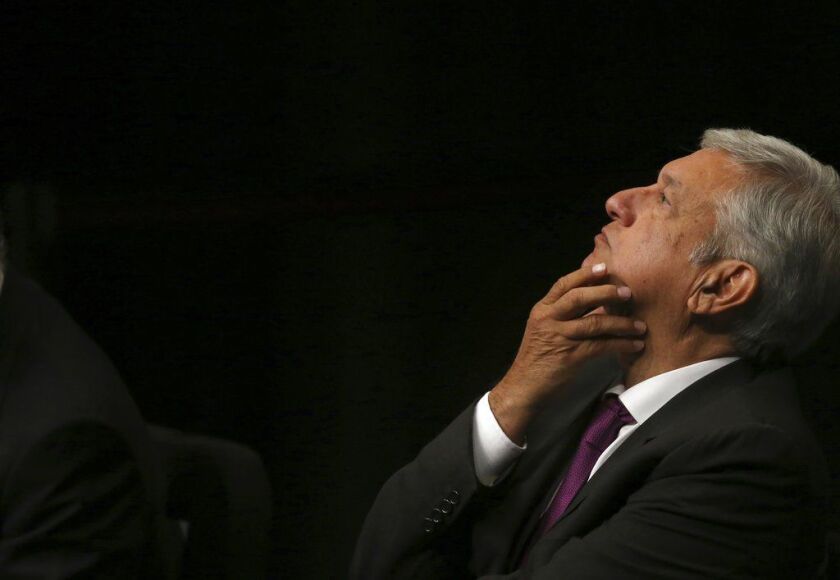 FILE – In this Nov. 20, 2017 file photo, then Presidential hopeful Andres Manuel Lopez Obrador arrives at the National Auditorium in Mexico City. Mexico gets not just a new president on Saturday, Dec. 1, 2018; the inauguration of Andres Manuel Lopez Obrad