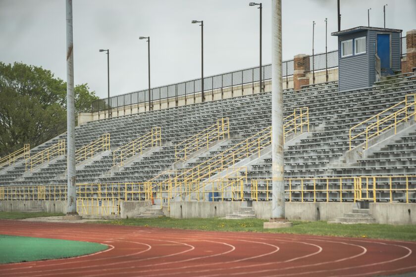 Hanson Stadium, 5501 W. Fullerton Ave., as seen in April.